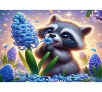 Puzzle 100 Piezas Mapache Azul Lila | Puzzles Adultos | para Toda La Familia |40x28 cm | Entretenimiento Creativo Rompecabezas Adultos Regalo