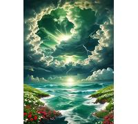 Puzzle 100 Piezas,Mar del Cielo Verde Puzzles para Adultos,Rompecabezas de Adultos,Juguetes de Regalo Entretenimento Puzzle,Juego de Rompecabezas