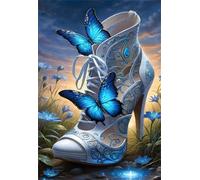 Puzzle 100 Piezas Zapatos Mariposa, 40x28 cm, Juego Educativo, Reto Creativo, Rompecabezas Imposible, Puzzles 100 Piezas Adultos