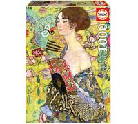 Educa - Dama con Abanico, Gustav Klimt | Puzzle de 1000 Piezas para Adultos. Medidas: 48 x 68 cm. Incluye Cola Fix Puzzle. A Partir de 14 años (19932)