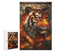 Puzzle 1000 PCS Stained Glass Tiger Artwork Puzzle Para Adolescentes Juegos Relajantes Desafío Difícil Regalos Únicos Para Cumpleaños Y Navidad 1000 PCS