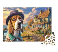 Puzzle 1000 Pezzi Beagle in Hat and Sweater by Cottage - Adulti per Familiare Gioco, Pet, Parete Da Decorazione E Regalo 70x50cm/1000pcs