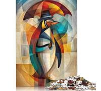 Puzzle 1000 pezzi per adulti e adolescenti, Puzzle Educativo per l'apprendimento, pinguino affascinante - Cubist Dandy in The Rain, 38x26 cm/1000 pezzi