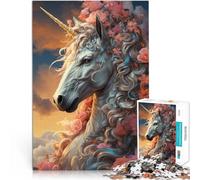 Puzzle 1000 Piece Adult Floral Magical Unicorn Made of Cardboard,for Age 14+ Educational Games Home Decoration Game. Family Games Christmas Birthday Gifts 。Size:26x38cm/10.24x14.96inch