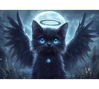 Puzzle 1000 Pieces Gatto con le Ali Impossible Rompecabezas Juegos Casuales Puzzle de Madera para Adultos y niños a Partir de 14, Cultivar la Paciencia y la concentración, Decoración del Hogar V-0
