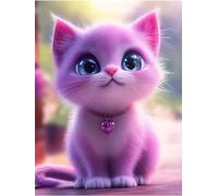 Puzzle 1000 Piezas Adultos,Arte de Rompecabezas DIY,Puzzles Juguetes Educativos Estimulantes Decoración del Hogar (Lindo Gato Morado)