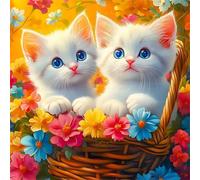 Puzzle 1000 Piezas Adultos,Arte de Rompecabezas DIY,Puzzles Juguetes Educativos Estimulantes Decoración del Hogar(Gatos en cestas de Flores)