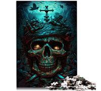 Puzzle 1000 piezas Adultos Cráneo Pirata Juguete Educativo Intelectual Descomprimiendo Regalo Cumpleaños 14.96" x 20.47" Adecuado para Adolescentes de 14 Años y Más