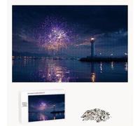 Puzzle 1000 Piezas Adultos Faro & Fuegos Artificiales, Rompecabezas con Letras Traseras y Póster, Pasatiempo Antiestrés, Decoración de Pared, Regalo Decorar Mujer Hombre 75 x 50 cm (14 Años +) P3#634
