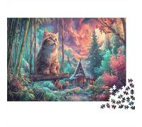 Puzzle 1000 Piezas Adultos - Gatito se Sienta en Bamboo Swing Mascotas Rompecabezas, Regalo, Juego Familiar, Decoración del Hogar 52x38cm/1000pcs