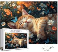 Puzzle 1000 Piezas Adultos, Gato Puzzle Flores Patrón Diseño, 75x50cm Gran Formato HD Color Jigsaw Adultos, DIY Artesanía Embalaje de Caja de Regalo, Home Room Wall Decor, Regalo Mujer Hombre,Model333