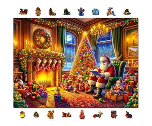 Puzzle 1000 Piezas Adultos Navidad - Rompecabezas de Madera WOODEN.CITY - Puzzle Navideño Premium Corte Único - Rompecabezas Desafiante y Relajante - Magia de la Nochebuena