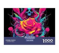 Puzzle 1000 Piezas Adultos niños - Calavera Rosa Sangre goteante, Juego Educativo y decoración Pared 52x38cm