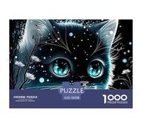Puzzle 1000 Piezas Adultos Niños Gato Estrellado Nocturno, Ciervo Luminoso Bosque Neón, Educativo Decoración Difícil 52x38cm