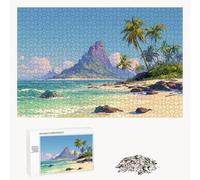 Puzzle 1000 Piezas Adultos Océano & Isla, Rompecabezas con Letras Traseras y Póster, Pasatiempo Antiestrés, Decoración de Pared, Regalo Decorar Mujer Hombre 75 x 50 cm (14 Años +) P3#583