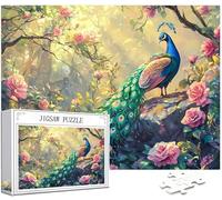 Puzzle 1000 Piezas Adultos, Pavo real Puzzle Flor Patrón Diseño, 75x50cm Gran Formato HD Color Jigsaw Adultos, DIY Artesanía con Embalaje de Caja de Regalo, Home Room Wall Decor, Regalo Mujer,Model151