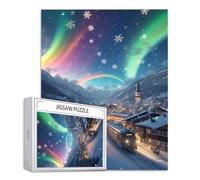Puzzle 1000 Piezas Adultos, Puzzle Aurora Rompecabezas Adultos Obra de Arte de Juego Villa Rompecabezas de Piso de Impresión de Alta Definición Multicolor, Juego De Manos Decoración Familiar S-738
