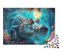 Puzzle 1000 Piezas - Adultos, Regalo, Juego Familiar, Cocodrilo en el Mundo Submarino mágico Vida Silvestre Rompecabezas, Decoración del Hogar 38x26cm/1000pcs
