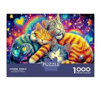 Puzzle 1000 Piezas - Adultos, Regalo, Juego Familiar, Gatos dormidos en un Abrazo Mascotas Rompecabezas, Decoración del Hogar 38x26cm/1000pcs