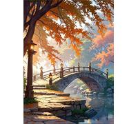 Puzzle 1000 Piezas Adultos, Río Puente Otoño Puzzles Adultos, Ejercitar la Lógica y la Concentraciòn Juegos Educativo, Rompecabezas 1000 Piezas 75x50 cm