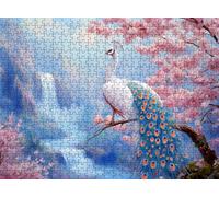 Puzzle 1000 Piezas Adultos, Rompecabezas de Madera 75 x 50 cm Gran Detalle y Colores Vivos - Un Desafío Divertido para Familia y Amigos, Actividad Creativa y Regalo Educativo, Pavo real paisaje f0-580