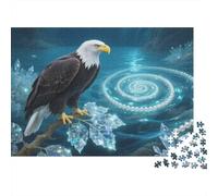 Puzzle 1000 Piezas Águila Calva con Cristales y Perlas Rompecabezas De Madera HD para Adultos/Niños 14+ - Juego Familiar 1000pcs (75x50cm)