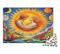 Puzzle 1000 Piezas Amantes Abrazados Sol Luna Puzzle Imposible Piezas Robustas Encajables Cartón Reciclado Aficionados Regalo Casa Nueva 38x26cm