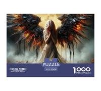 Puzzle 1000 Piezas Ángel Alas Ardientes Rosa Luna Papel Reciclado - Juego Familiar, Decoración Pared, 52x38cm