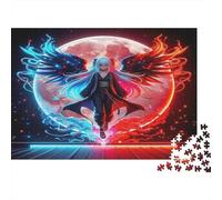 Puzzle 1000 Piezas Ángel de la Luna Alas Rojas Azules Arte Detallado Colores Vivos Cartón Reciclado Adultos Niños 70x50cm