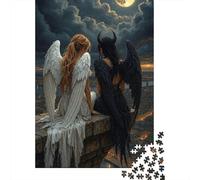Puzzle 1000 Piezas Ángel Y Diablo Sentado Rompecabezas 38x26cm/1000pcs Regalos para Adultos Y Niños DIY Juegos Únicos De Desafío