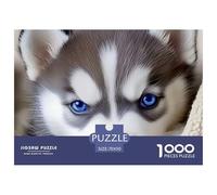 Puzzle 1000 Piezas Anti-estrés Educativo Cachorro Husky Siberiano Ojos Azules, Decoración Pared Idea única Elegante Adultos 70x50cm