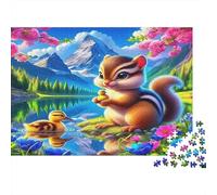 Puzzle 1000 Piezas Ardilla Patitos Flor Cerezo, Relajante, concentración, cartón Resistente, niños +14, 38x26cm