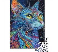 Puzzle 1000 Piezas Arte del Gato psicodélico Rompecabezas 70x50cm/1000pcs Regalos para Adultos Y Niños Cartón 100% Reciclado Descompresión