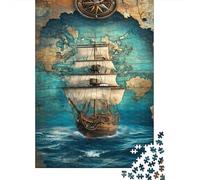 Puzzle 1000 Piezas Arte del Mapa del Barco Vintage Rompecabezas 70x50cm/1000pcs Regalos para Adultos Y Niños DIY Descompresión