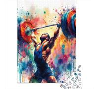 Puzzle 1000 Piezas Arte Deportista Levantamiento de Pesas Rompecabezas 70x50cm/1000pcs Regalos para Adultos Y Niños Cartón 100% Reciclado Juegos Únicos De Desafío