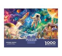 Puzzle 1000 Piezas Astronauta en un Paisaje cósmico psicodélico Rompecabezas 52x38cm/1000pcs Regalos para Adultos Y Niños DIY Creative Intelectual Desafío