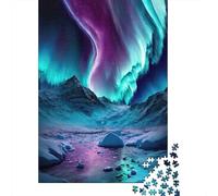 Puzzle 1000 Piezas Aurora sobre Las montañas de Hielo Rompecabezas 70x50cm/1000pcs Regalos para Adultos Y Niños DIY Juegos Únicos De Desafío