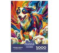 Puzzle 1000 Piezas Australian Shepherd Juego Educativo Pasatiempo Creativo Flock of Sheep Regalo, Diversión para Adultos Y Niños Mayores De 12 Años 38x26cm/1000pcs