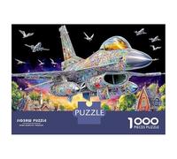 Puzzle 1000 Piezas Avión de Ataque cartón Premium Toda la Familia Jet de Combate psicodélico Rompecabezas Mental Educativo Desarrollo cognitivo 52x38cm