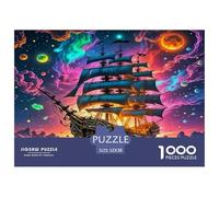 Puzzle 1000 Piezas Barco de Vela, Juego Regalo para Hombres y Mujeres, galeón, cósmico, Vibrante, artístico, Actividad Familiar, decoración de Pared 52x38cm