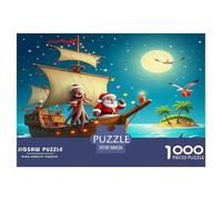 Puzzle 1000 Piezas Barco de Vela, Papá Noel, Fantasma, Barco Pirata, juguetón, Festivo, Regalo para Adultos, Papel Reciclado, Juego Educativo antiestrés 38x26cm