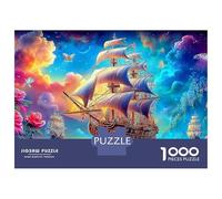 Puzzle 1000 Piezas Barco Pirata en un océano Vibrante y Lleno de Flores Rompecabezas 38x26cm/1000pcs Regalos para Adultos Y Niños Cartón 100% Reciclado Creative Intelectual Desafío