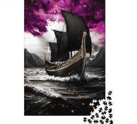Puzzle 1000 Piezas Barco Vikingo Vela Rompecabezas 52x38cm/1000pcs Regalos para Adultos Y Niños Cartón 100% Reciclado Descompresión