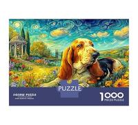 Puzzle 1000 Piezas Basset Hound en Estilo Van Gogh Rompecabezas 70x50cm/1000pcs Regalos para Adultos Y Niños Cartón 100% Reciclado Descompresión