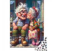 Puzzle 1000 Piezas Beso de Pareja anciana Rompecabezas 38x26cm/1000pcs Regalos para Adultos Y Niños Cartón 100% Reciclado Juegos Únicos De Desafío