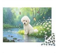Puzzle 1000 Piezas Bichón Frisé Crisantemo Banco de Peces Rompecabezas De Madera HD para Adultos Y Niños - Juego De Retos 1000pcs (75x50cm)