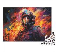 Puzzle 1000 Piezas Bombero en Acción Casco en Llamas, Cartón Grueso, Familia Anti-Estrés 70x50cm