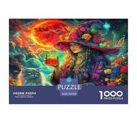 Puzzle 1000 Piezas Bruja Difícil - Bruja Psicodélica Halloween Bosque para Hombres y Mujeres Papel Reciclado 70x50cm