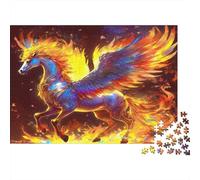 Puzzle 1000 Piezas Caballo Alado de Fuego Pegaso, Cartón, Familia Actividades Familiares 52x38cm