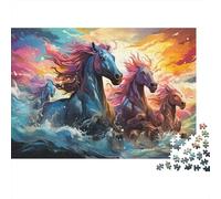 Puzzle 1000 Piezas Caballos Corriendo Cartón para Adultos Decoración Arte Rompecabezas Educativo Relajante 70x50cm/1000pcs